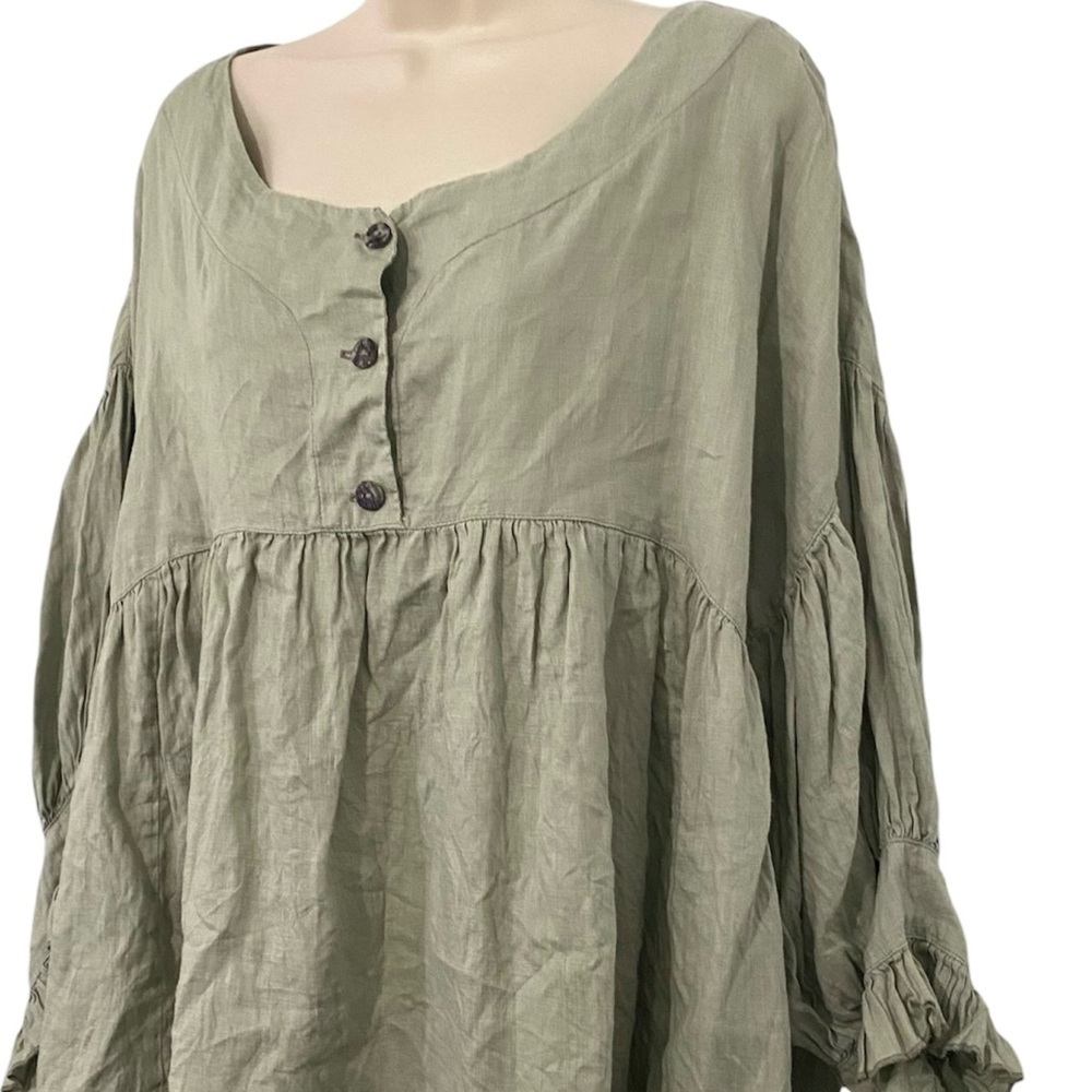 Heart’s Desire by Mary Grace Linen Artist Top Size XL Sage Green Like New - Picture 6 of 16